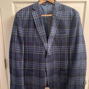 Men's wool plaid windowpane blazer